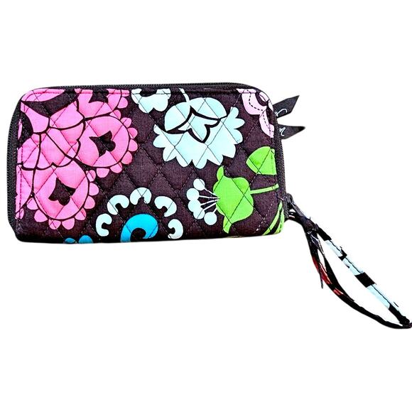 Vera Bradley Wristlet Wallet Lola Floral Pattern Slim Zip Credit Card 8 Inch - Picture 1 of 7